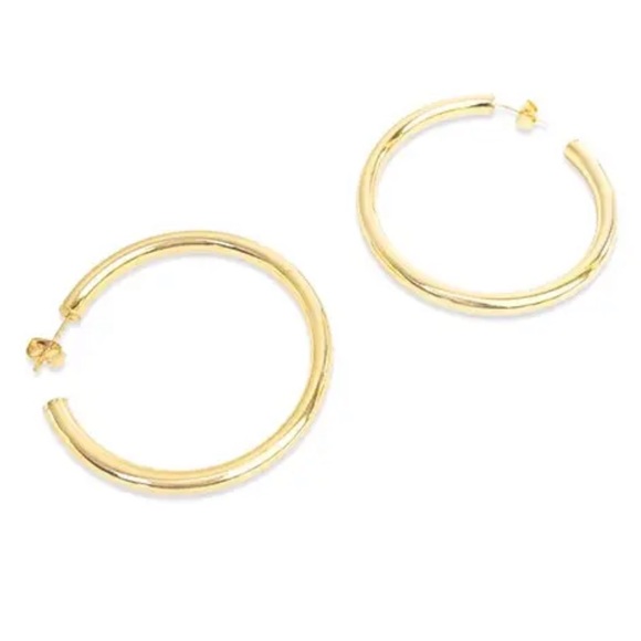 Maya J NYC Large 2" Hoop Earrings 14kt Gold Overlay Yellow Gold Water Proof - Picture 1 of 1